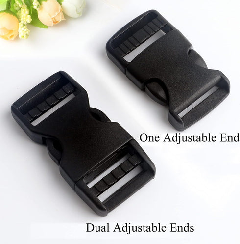 BEAULEGAN Plastic Buckles 1 Inch (Pack of 10) - Quick Side Release for Luggage Straps, Pet Collar, Backpack Repair, Dual Adjustable Ends, Black...
