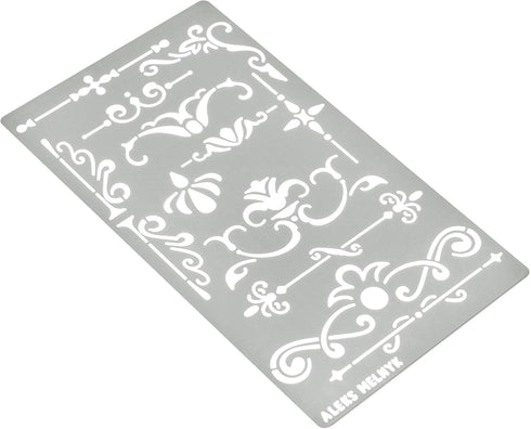 Aleks Melnyk No.5 Metal Journal Stencil, Wood Burning, Flowers and Vines, Ornament, Vintage, Stencil Patterns, Pyrography, Engraving, Template for...