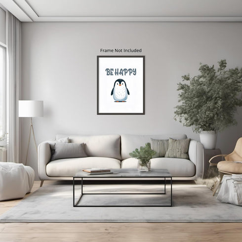Posterizer 1 pcs-Be happy-cute penguin quote-Kids Room Art-Motivational & Inspirational Art-Gift for Daughter, Son, Kids-decor for nursery toddler...