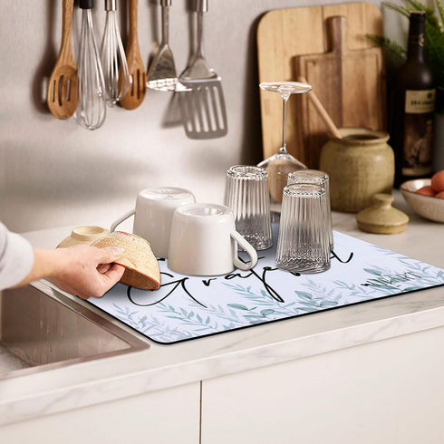 Dish Drying Mats 16"x24" Super Absorbent Dish Drying Mat Large Drying Mat for Kitchen Counter Easy clean Coffee Mat for Kitchen Countertop Coffee ...