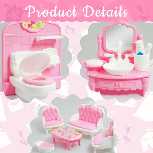 20 Pieces Doll House Furniture and Accessories Set Dollhouse Furniture Set Mini Dollhouse Furniture 1 12 Scale Bedroom Living Room Bathroom Furnit...