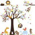 LiveGallery Cartoon Animals Wall Decals Removable Tree Wall Stickers DIY Owls Wall Art Cute Monkey Elephant Giraffe Wall Decal for Kids Boys Child...