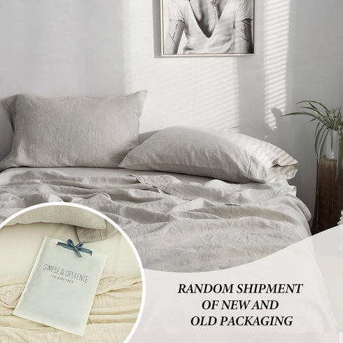 Simple&Opulence 100% French Linen Pillowcase Queen Size-Set of 2- Washed Solid Color Pillow Cases Embroidered -Soft and Durable (Linen, 20''x30'')...