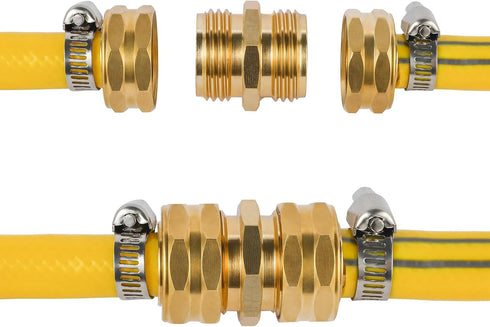Male to Male Hose Adapter,2 Pack 3/4 Inch Brass Garden Hose Adapter Male to Male Quick Connector,Garden Hose Connector with 4 Extra Washers...