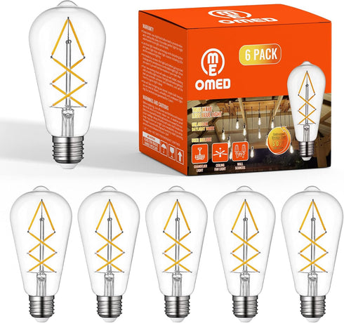 Fishbone Filament LED Edison Bulbs, 60 Watt Equivalent ST64 E26 Dimmable vintage Light Bulbs, 600Lumen 4000K Daylight White Spiral Old Fashioned L...