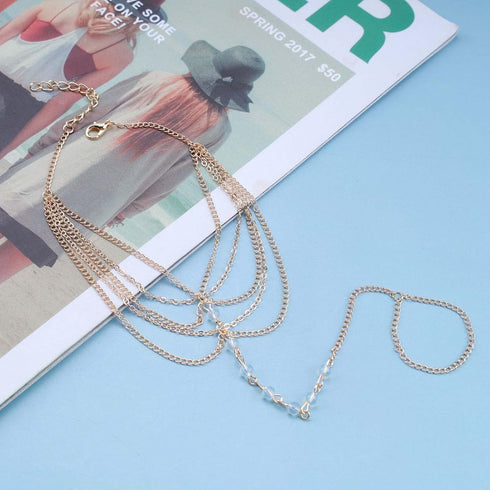 Gold Chain Ankle Bracelet Dainty Cuban Link Chain Multilayer Anklet Crystal Beads Foot Jewelry for Women Teen Girls...