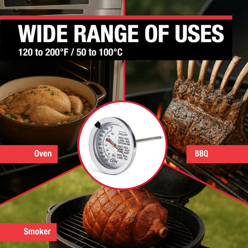 CDN Ovenproof Meat Thermometer NSF Certified Pro Accurate, Temperature Guide on 2" Dial - Easy-to-Read - Poultry, Roasting, Waterproof - IRM200...