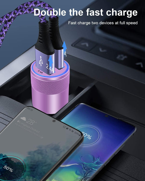 USB Car Charger, 2Pack Automobile Lighter Adapter Dual Port Cigarette Cargador Carro Cell Phone Charger for Samsung, iPhone, Google, Kindle, Doubl...