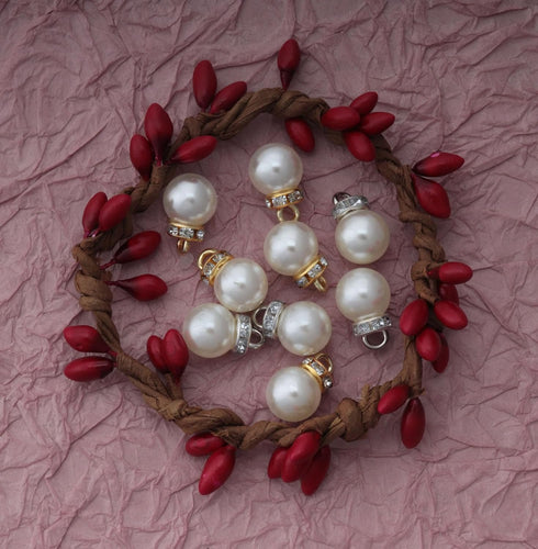 50 Pcs Faux Pearl Beads with Rhinestone Hole Gold Vintage Gold Silver Elegant Kits for Dangle Earrings Necklace Bracelet DIY Jewelry Making Access...