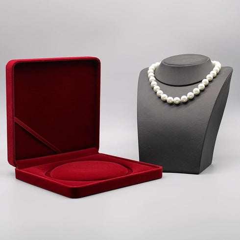 Jewelry Set Velvet Box Necklace Earring Ring Necklace Bracelet Gift Display Case Wedding Jewelry Storage Holder (Red for Pearl Necklace)...