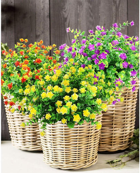 Artificial Flowers for Outdoors Artificial Plants & Flowers Fake UV Resistant Faux Plastic Greenery Shrubs for Outside Haning Planter Home Wedding...