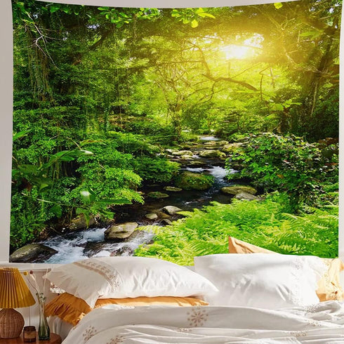 Llamazing Forest Creek Landscape Tapestry - Home Decor for Living Room and Bedroom - Magic Curtain (90.5''L70.8''W)...