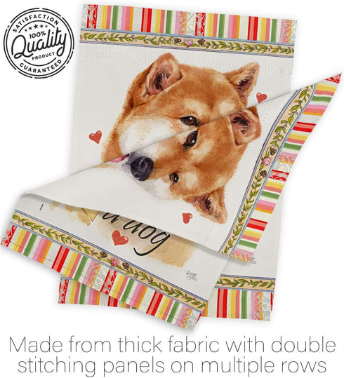 Breeze Decor Sesame Shiba Inu Happiness Garden Flag Dog Puppy Spoiled Paw Canine Fur Pet Nature Farm Animal Creature House Decoration Banner Small...