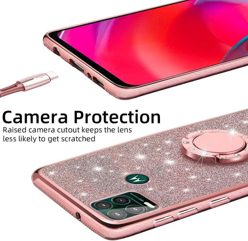 B-wishy for Moto G Stylus 5G Phone Case with Stylus Pen, Luxury Glitter Sparkles Cute Silicone TPU Case for Women Girls with Kickstand, Bling Rhin...
