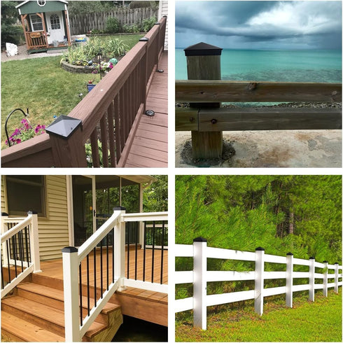 4X4(3.5in x 3.5in) Wood Fence Post Caps, PP Plastic Water-Proof UV-Proof, Keep Post from Cracking and Rotting,for Decks or Corridors,Outdoor Post ...