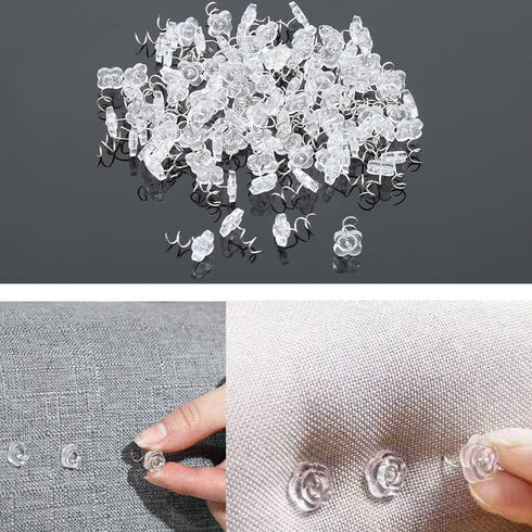 LUNARM 200 PCS Upholstery Tacks Clear Heads Twist Pins with Storage Box, 2 Styles Bedskirt Pins, 0.59 inches Tacks for Furniture, Slipcovers, and ...