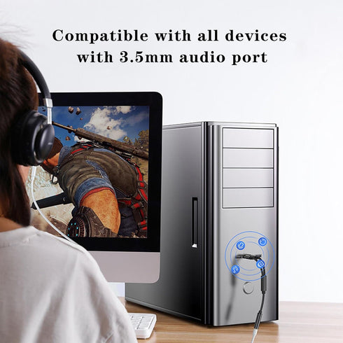 Headphone Splitter Aux Splitter 2 Male 1 Female for PC Headphone Microphone 2-in-1 Adapter 1/8 inch TRS Audio Splitter -0.3M 1FT......