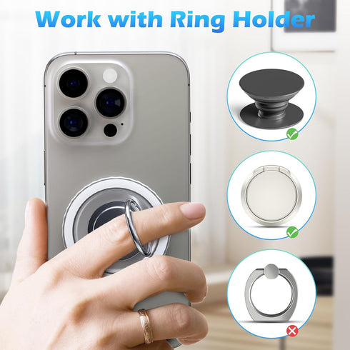 imluckies Magnetic Base Compatible with PopSocket Phone Grips and MagSafe iPhone Series Case, Removable Kindle/Phone Holder Base, Thin & Light Por...