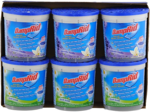DampRid FG01FSLV33C Moisture Absorber Odor Eliminator,Lavender and Vanilla, 6 pack...