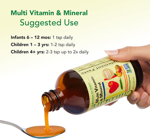 CHILDLIFE Essentials Kids Multivitamin & Mineral - Vitamins for Kids, Liquid Multivitamin for Toddler & Baby - Natural Orange & Mango, 8 Fl Oz (Pa...
