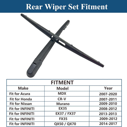 Rear Windshield Wiper Arm with Wiper Blade for Honda CR-V CRV 2007-2011/Acura MDX 2007-2020/ Nissan MURANO 2004-2007 Back Wiper Arm Blade Replacem...