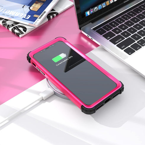 IDweel for iPhone Xs Max Case with Tempered Glass Screen Protector, 3 in 1 Shock Absorption Heavy Duty Protection Hard PC Cover Soft Silicone Bump...