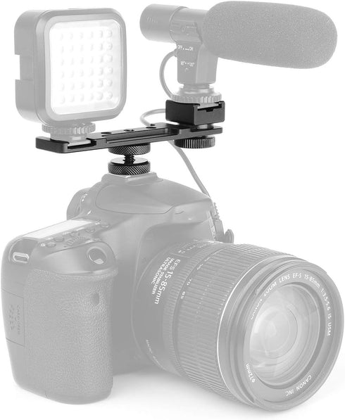 ChromLives Hot Shoe Extension Bar Mount, Cold Shoe Extension Flash Bracket, Dual Straight Mount Flash Bracket Compatible with Nikon Canon Sony Oly...