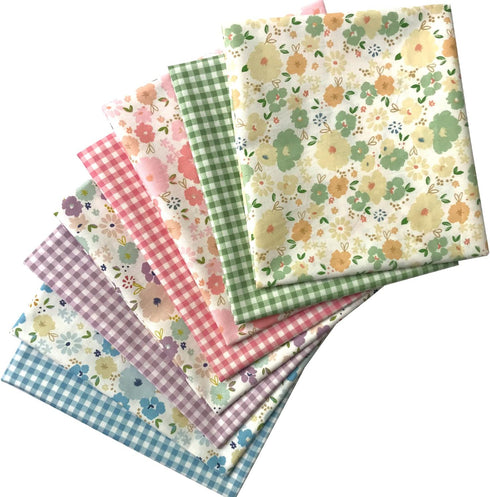 8 Pieces 18" x 22" (46cm x 56cm) Cotton 100% Floral Printed Sewing Supplies Fabric for Quilting Patchwork, DIY Craft, Scrapbooking Cloth...