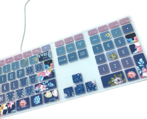 Silicone Keyboard Cover Skin for Apple iMac Keyboard with Numeric Keypad Wired USB MB110LL/B(Model: A1243), Cute Print, US Layout, Red Flower...