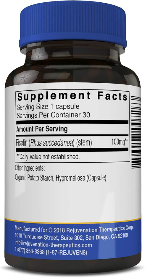 Fisetin | Senolytic | Dietary Flavonoid | Non-GMO, Vegan, Gluten-Free,100 mg, 30 Veggie Caps...