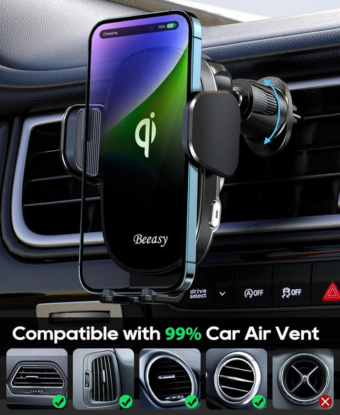 Beeasy 15W Mobile Phone Holder Car with Charging Function-Wireless Charger Car Automatic Qi Inductive Charging Station Car-Mobile Phone Holder Car...