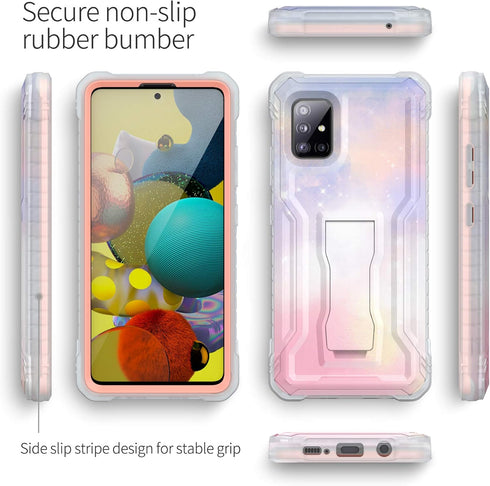 ExoGuard Samsung Galaxy A51 5G Case, Rubber Shockproof Heavy Duty Case with Screen Protector for Samsung A51 5G Phone, Built-in Kickstand (Mew)...