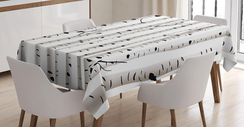 Ambesonne Birch Tree Tablecloth, Forest Seasonal Nature Woodland Leafless Branches Grove Botany Illustration, Dining Room Kitchen Rectangular Tabl...