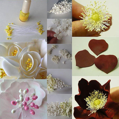 SK Flower Stamens 2 Bundles of 160-180 Stems Pearl Stamens for Scrapbooking Pistil Cake Decoration Craft DIY, 2.17-Inch, Yellow...