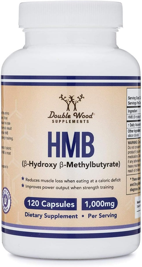 Double Wood Supplements HMB Supplement, Third Party Tested, Non-GMO, Gluten Free, 120 Capsules, 1000mg per Serving, 500mg per Capsule...