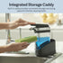 Casabella Sink Sider Solo Kitchen Soap Pump and Sponge Caddy, Black/Chrome - 2-in-1 Soap and Sponge Caddy, One-Hand Soap Dispensing, Ergonomic Des...
