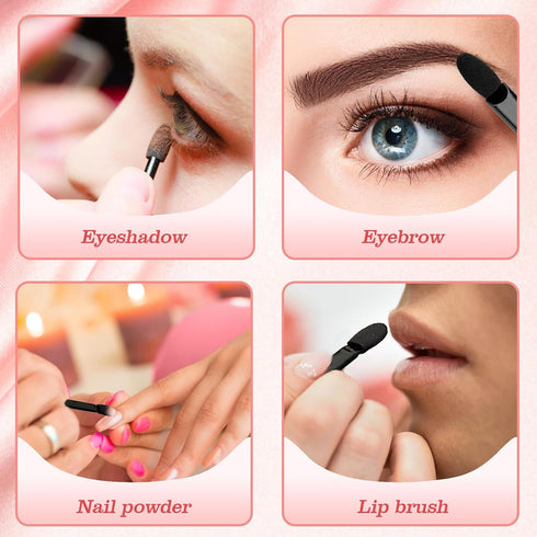 50pcs Eyeshadow Applicators Dual Head, Black Eye Shadow Brushes, Sponge Eyeshadow Applicator Double Side, 2.16" Professional Disposable Eye Shadow...