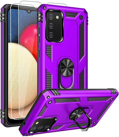 for Samsung A02s Case, Galaxy A02s Case with HD Screen Protector, Military-Grade Ring Kickstand Holder Car Mount 15ft Drop Tested Shockproof Cover...