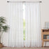 pureaqu Faux Linen Stripe Pom Pom Sheer Curtain for Bedroom/Kids Room Embroidered Colorful Rainbow Semi Sheer Voile Window Curtain for Living Room...