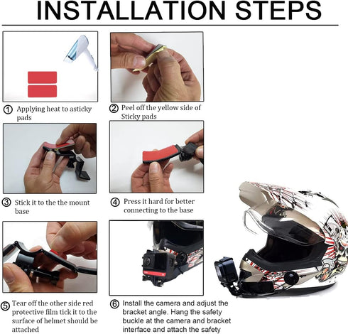 Motorcycle Helmet Chin Mount Kit for GoPro Hero 10, 9, 8, 7, 6, 5, 4, Session, 3+, 3, 2, 1, Hero (2018), DJI Osmo Action, AKASO, SJCAM, Xiaomi Yi ...