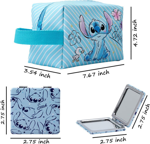 Cartoon Stitch Square Cosmetics Makeup Bag Zipper Pouch Travel Bag Kawaii Pouch Bag Kitty Merch-5, Blue...