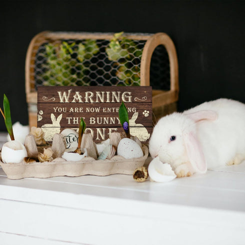 Putuo Decor Funny Rabbit Sign Bunny Rabbit Home Decor Gift Bunny Mom Bunny Lover 12 x 6 Inch (The Bunny Zone) Easter Decorations...