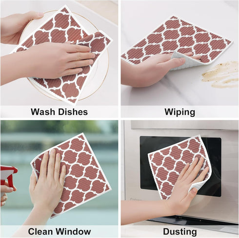 Fintale Swedish Dishcloths for Kitchen, 6 Pack Papaya Reusable Paper Towels, Washable Cellulose Sponge Cloth, Absorbent Quick Drying Dish Towels, ...