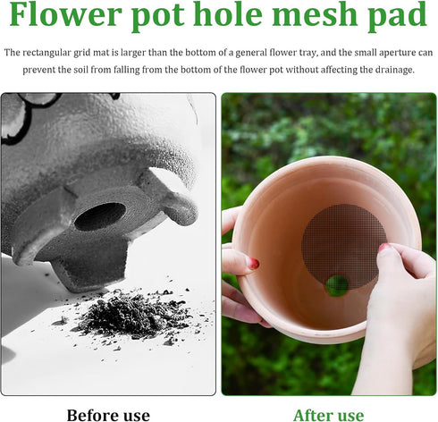 18pcs Flower Pot Hole Mesh Pad, 11.8x7.8 Inch Planter Mesh Drainage Screen, DIY Drainage Netting Pot Bottom Grid Mat Keep Soil from Flowing Away...