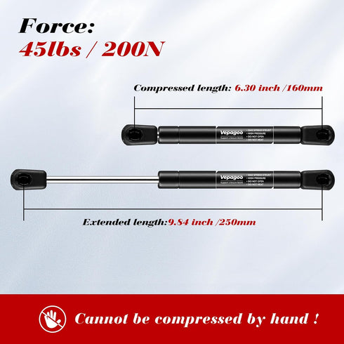 Vepagoo ML9945 10 inch 45 Lb/200N Gas Shocks Struts Lift for Truck Pickup Tool Box Storage Lid Door, Set of 2...