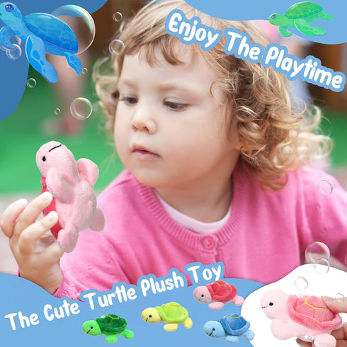 Sratte 12 Pcs Mini Turtle Stuffed Toy Soft Small Sea Turtle Animal Plush Toys for Adults Birthday Party Decorations Beach Bag Gift, Pink Blue Yell...