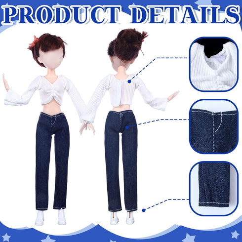 Geyoga 14 Pcs Doll Clothes and Accessories for 11.5 Inch Girl Doll Accessories Doll Denim Cotton Doll Cloth Doll Pants Shoes Casual Wear Clothes O...
