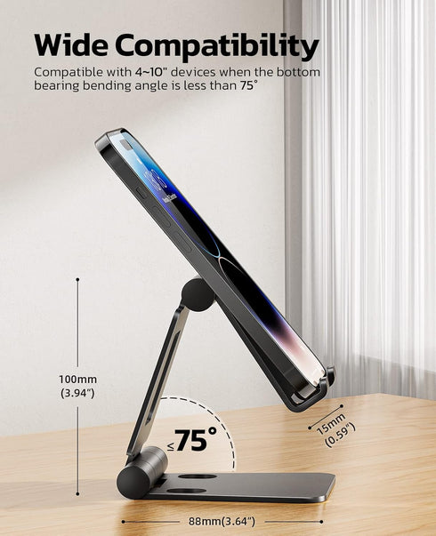 Nulaxy 2 Pack Dual Folding Cell Phone Stand, Fully Adjustable Foldable Desktop Phone Holder Cradle Dock Compatible with Phone 14 13 12 Pro Xs Xs M...