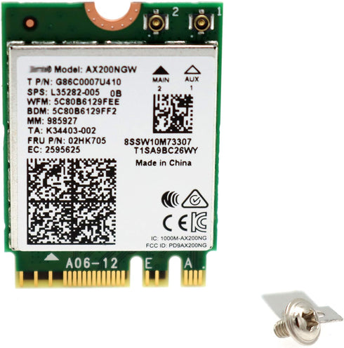 AX200NGW Dual-Band Wi-Fi 6 802.11AX 2.4Gbps MU-MiMO M.2 NGFF Wireless WiFi Adapter with Bluetooth 5.0 for Intel AX200 WLAN Card Module Windows 10 ...