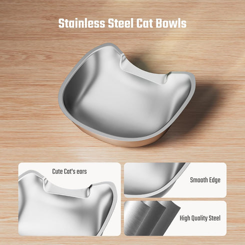 Stainless Steel Cat Bowls: Suitable for Automatic Pet Feeder Cat Whisker Fatigue Relief Friendly Shape and Easy to Clean...